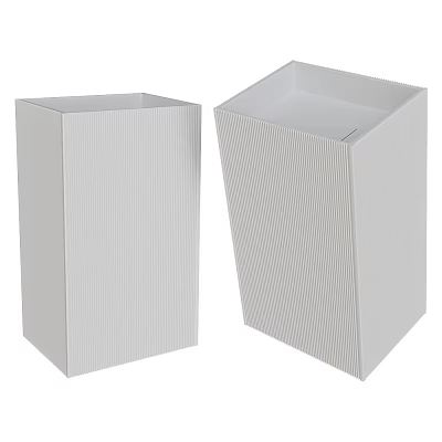 Two White Square Washbasins With Vertical Striped Texture For Modern Bathroom Design 3d model