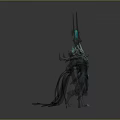 Fantasy Winged Magical Creature Character With Detailed Armor And Glowing Blue Gem Weapon