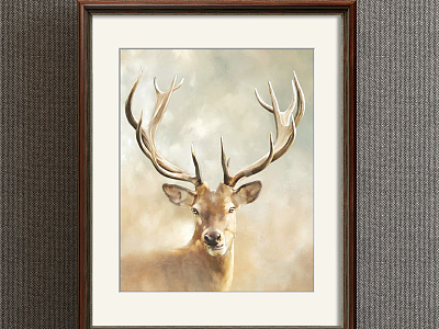 American Animal Painting Brown Study Animal Deer Decorative Painting model