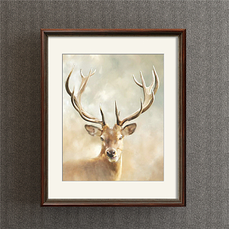 American Animal Painting Brown Study Animal Deer Decorative Painting 3d model