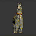 Llama Shaped Mosaic Decorative Furniture With Colorful Accents And White Body