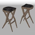 Nordic Bar Stool Bar Chair Bar Stool Log Bar Chair 3d model
