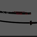 Traditional Japanese Katana Weapon With Black Red Sheath And Sharp Steel Blade Design