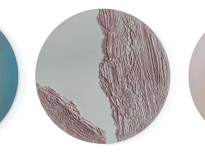 Textured Circular Framed Paintings With Blue Pink And Beige Tones 3d model
