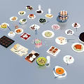 Diverse Assorted Food Collection with Cakes Sandwiches Fruits Desserts and Main Dishes