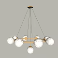 Modern Chandelier With White Spherical Globes And Metallic Circular Ring Design 3d model
