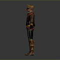 Ornate Mystical Character Wearing Black Gold Attire With Crown Mask And Creature Motifs