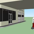 Moell Gas Station Exterior With Canopy Fuel Pumps And Signage