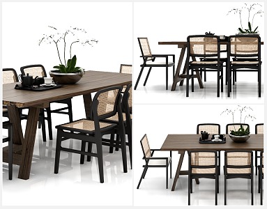 Quiet table and chair combination 3d model