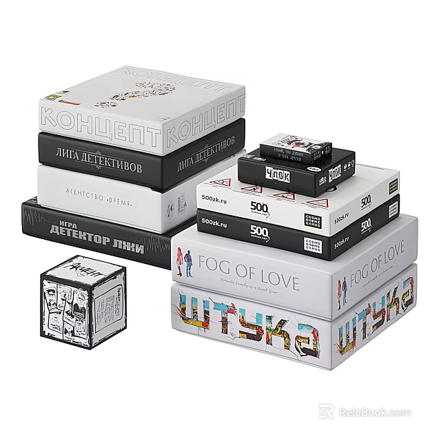 Assorted Stacked Books Display With Colorful Covers And Titles Including Log of Love And Utysa 3d model 