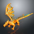 Game Movie Character Orange Blue Scaled Dragon With Mythical Wings And Detailed Scales