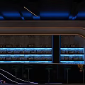 Modern Bar Interior Design With Neon Lighting Bar Counter Wine Racks And Seating