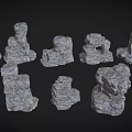 3D Scene Components Featuring Detailed Stacked Rock Structures And Textured Stone Formations 3d model