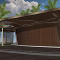 Curved grid gallery pavilion 3d model
