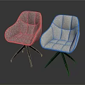 Modern Stylish Accent Chairs With Purple And Beige Upholstered Seats Tufted Details And Black Tripod Legs
