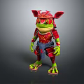 Game Movie Character Frog Warrior In Red Ornate Samurai Armor With Green Skin Features