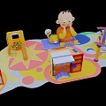 Colorful Indoor Children's Playground in Shopping Mall With Cartoon Characters And Vinci House