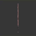 Red Lightsaber Weapon With Long Slender Blade And Detailed Hilt On Gray Gradient Background