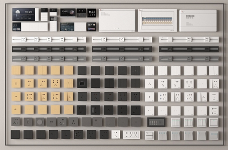 Rail socket switch socket intelligent switch panel air conditioning panel 3d model