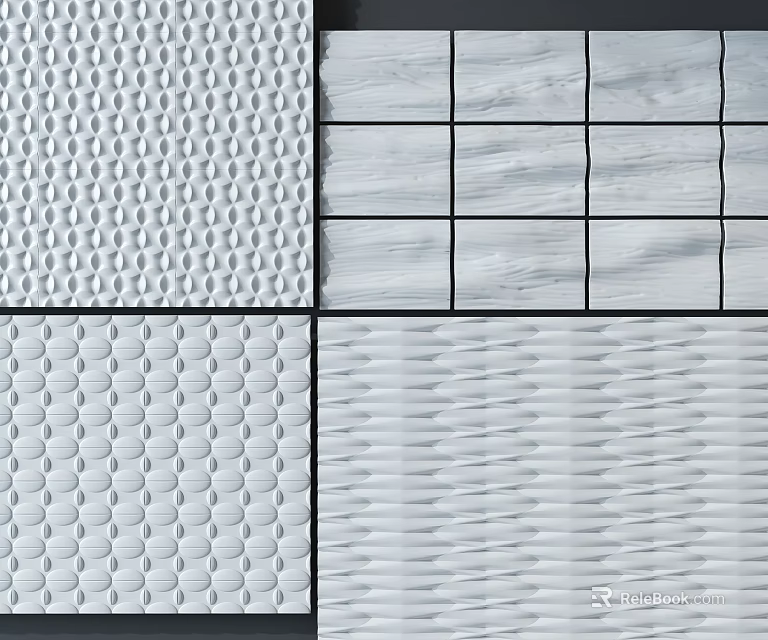 Decorative Wall Surface Textures With Dotted Pattern Wood Grain And Striped Designs 3d model