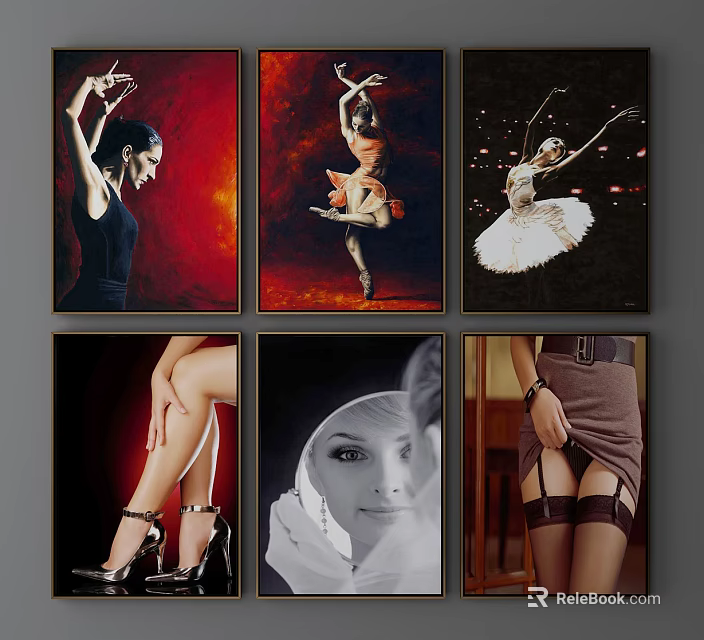 Artistic Figure Paintings Featuring Dancers And Female Figures In Various Poses 3d model 