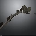 Ancient Fortress Wall Structure With Stone Blocks Wooden Planks Tower And Weapons