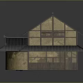 Traditional Architecture Design With Black Tile Roof Yellow Walls And Round Doorway