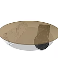 Modern Round Coffee Table With Glass Top And Marble Support Elements