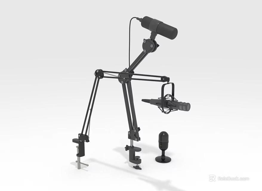 Professional Headphone Speaker Setup With Adjustable Stand And Studio Mic Equipment 3d model 