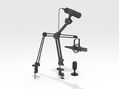 Professional Headphone Speaker Setup With Adjustable Stand And Studio Mic Equipment 3d model