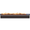 Modern Linear Fireplace Interior With Realistic Flames And Black Base Design