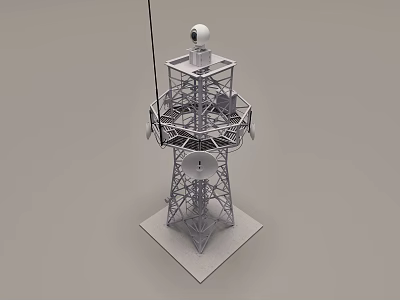 Metal Communication Tower With Spherical Top And Multiple Dish Antennas 3d model