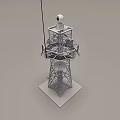 Metal Communication Tower With Spherical Top And Multiple Dish Antennas 3d model
