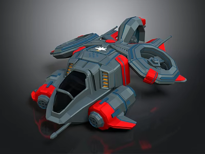 Futuristic Sci fi Vehicle Model With Gray Red Design And Mechanical Details 3d model