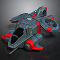 Futuristic Sci fi Vehicle Model With Gray Red Design And Mechanical Details