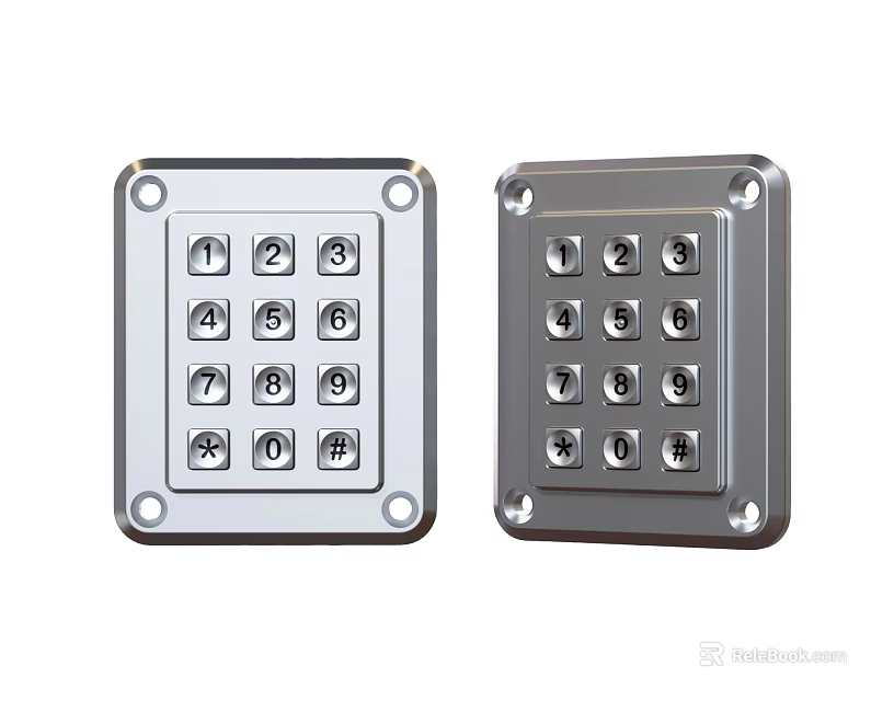 Two Metal Computer Keypads With Numeric Keys Mounting Holes Silver Dark Gray 3d model
