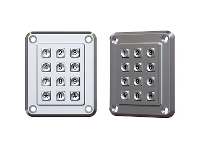 Two Metal Computer Keypads With Numeric Keys Mounting Holes Silver Dark Gray 3d model