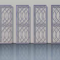 Elegant Purple Swing Doors With Intricate Decorative Patterns And Metal Frames
