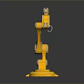 Yellow Mechanical Arm 3D Model Featuring Detailed Metallic Joints And Stable Base Structure 3d model