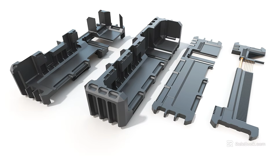 Industrial Equipment Precision Mechanical Metal Parts Used In Manufacturing Machinery Assembly Process 3d model 