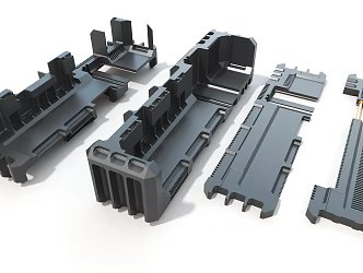 plate sci-fi wall hard surface machinery high-tech industrial parts 3d model