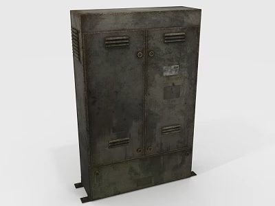 Vintage Metal Cabinet With Two Doors And Ventilation Grilles For Daily Use 3d model