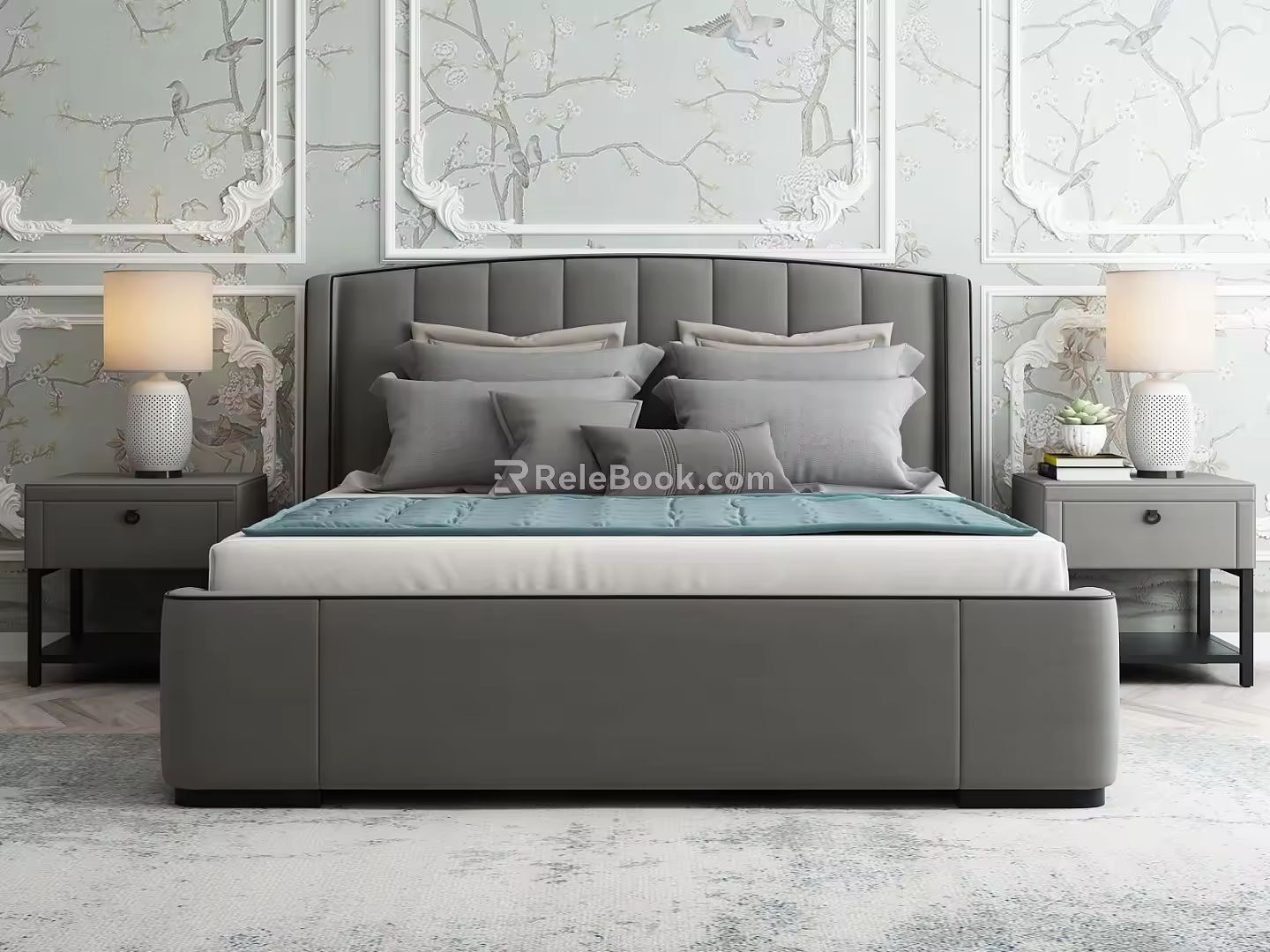 Modern Background Double Bed Classical Double Bed 3d model