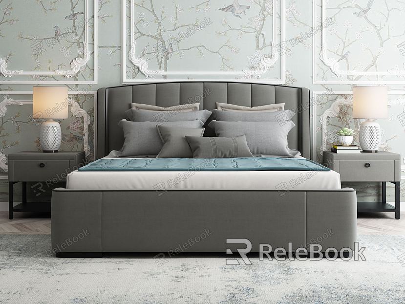 Modern Background Double Bed Classical Double Bed model