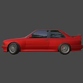 Red Classic Sedan Car With Shiny Exterior Black Windows And Alloy Wheels