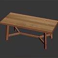 Natural Wooden Coffee Table With Cross Legs And Smooth Modern Tabletop Design