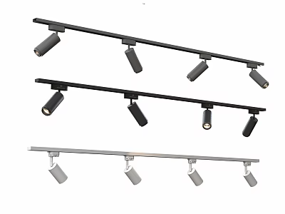 Sleek Modern Track Spotlights With Adjustable Heads And Black Silver Finish For Home Ceiling Lighting 3d model