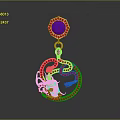 Golden Pendant Earrings With Purple Gemstone Red Accents And Intricate Carved Design