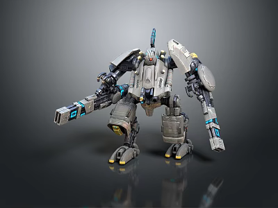Futuristic Mechanical Robot Character With Heavy Metal Armor And Advanced Technological Features Design 3d model