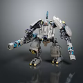 Futuristic Mechanical Robot Character With Heavy Metal Armor And Advanced Technological Features Design